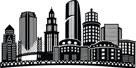 Obraz premium silhouette city skyline on white background