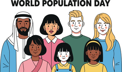 Illustration of diverse people for world population day celebration event
