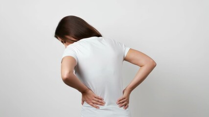 Young woman experiencing lower back pain and discomfort with soothing massage for relief - Powered by Adobe