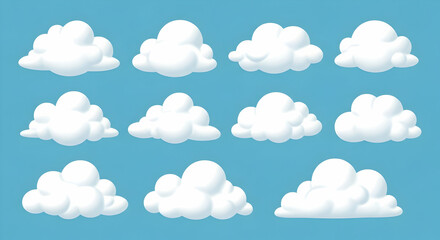 Cartoon Cloud Set on Blue Background