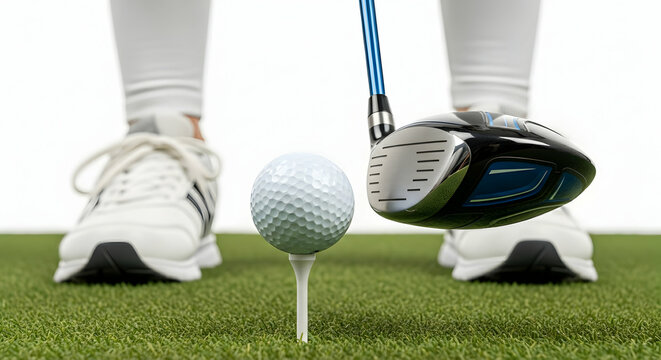 Golf Ball and Club on Tee - Powered by Adobe