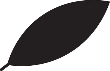 Simple Black Silhouette of an Elliptical Leaf Botanical Illustration