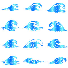 set of seascape abstractions rendered in premium vector form using glorious, bold, and aesthetic waves