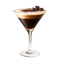 Elegant Espresso Martini in a Glass Garnished with Coffee Beans and Chocolate Shavings