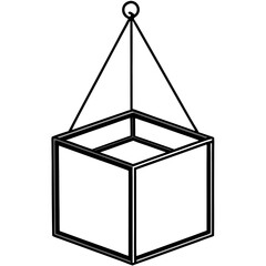 Construction crane lifting box icon for industrial work and cargo transport