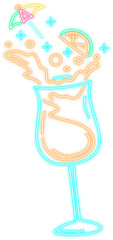 Neon Glow Tropical Cocktail Illustration