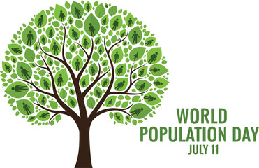 Fototapeta premium A tree with leaves shaped like people for world population day july eleventh
