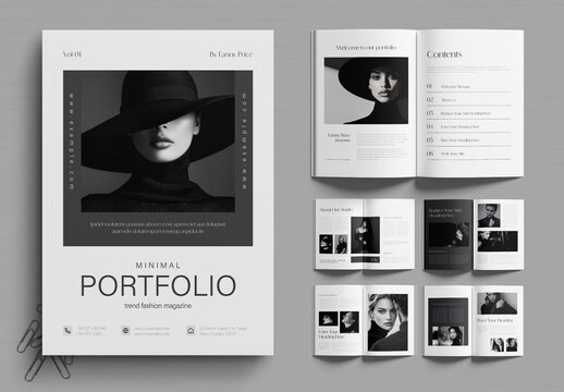 Elegant Black and White Portfolio Magazine Layout