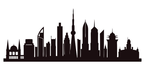 Fototapeta premium silhouette city skyline on white background