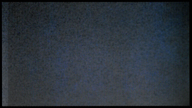close-up of the screen texture of an old VHS video tape file, with a blue color dot background and a grainy film effect. Photo overlay via blend mode or half dot print layer.