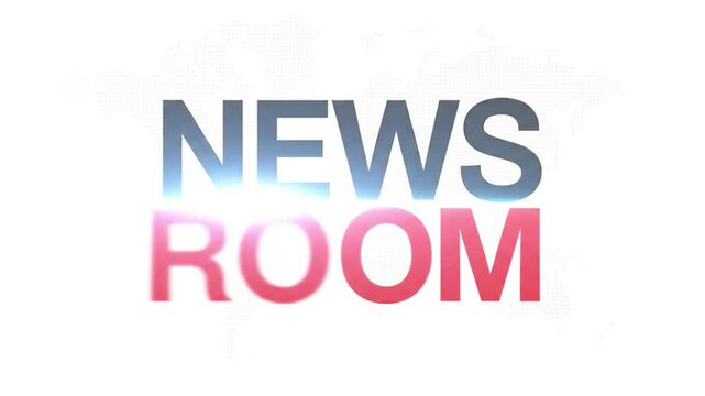 A newsroom graphic with red blue colors and text against white background
