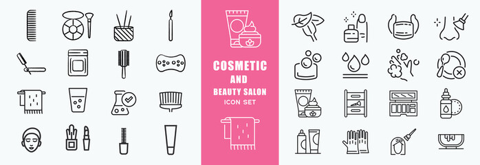 Cosmetic icon set. Active Ingredients, Cosmetic Formulas, Skin Enhancers, Hydration Boost, Anti-Aging Compounds, Moisturizing Blend, Botanical Extracts, Collagen Infusion , Vitamin Complex