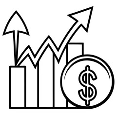 Business Graph with Dollar Sign &ndash; Vector Illustration Representing Financial Growth, Profit, and Economic Success
