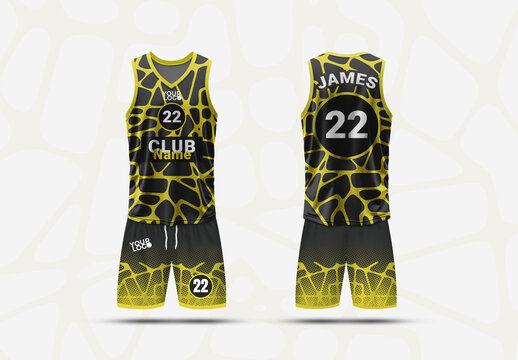 Black And Yellow Basketball Jersey With Pants