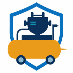 Portable air compressor icon in protective shield