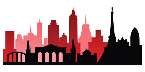 Obraz premium silhouette city skyline on white background