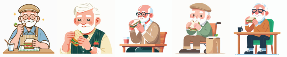 vector character grandpa eating sandwich