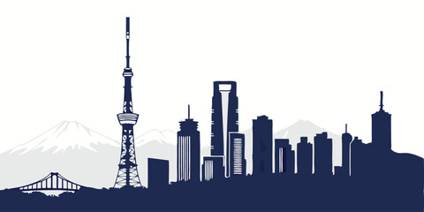  silhouette city skyline on white background