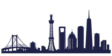 Obraz premium silhouette city skyline on white background