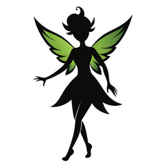 silhouette fairies on white background