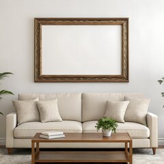 Frame Mockup , Modern Wall in Living Room Interior – ISO A Paper Poster Size, 3D Render Design