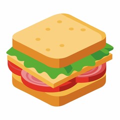 Delicious sandwich isometric illustration isolated on white background