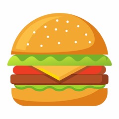 Delicious hamburger cartoon illustration isolated on white background