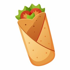 Delicious burrito wrap isolated on white background