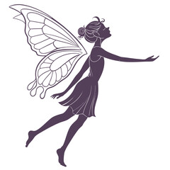 silhouette fairies on white background