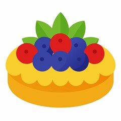 Delicious blueberry tart pastry isolated on white background