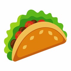 Delicious taco with lettuce and tomatoes isolated on white background