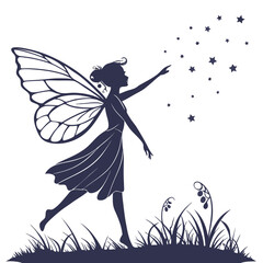 silhouette fairies on white background