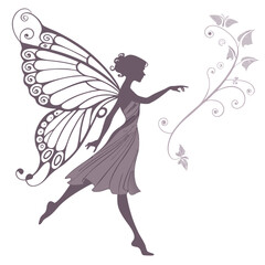 silhouette fairies on white background