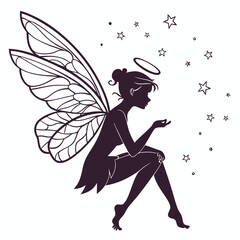 silhouette fairies on white background