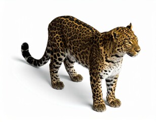 Naklejka premium Leopard standing full body isolated on white background Its spotted coat is clearly visible
