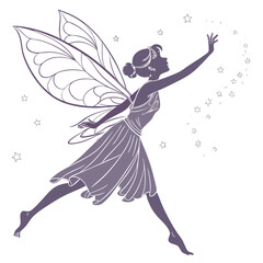 silhouette fairies on white background
