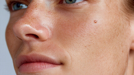 Fototapeta premium close-up of face and skin with several pimples up close