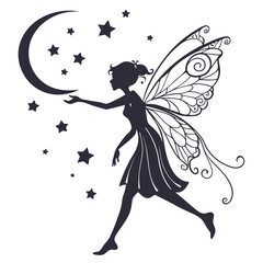 silhouette fairies on white background