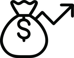 Money Bag Growth Icon - Financial Vector