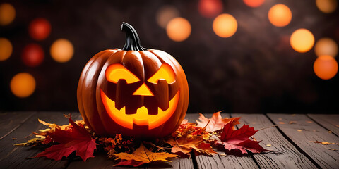 A carved Halloween pumpkin with a jagged grin
