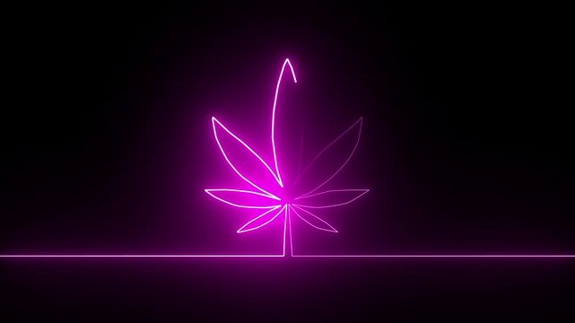 Animated marijuana leaf icon with a glowing neon effect