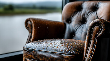 warm, cozy scene of rain falling outside a window