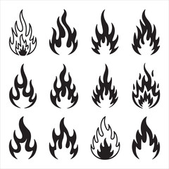 Black and White Flame Silhouette Icons with Symbolic Forgiveness Theme