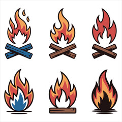 Campfire Flame Vector Set Representing Mercy and Spiritual Repentance
