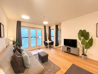 Modern luxury apartment interior in minimal scandinavian style, 3d rendering