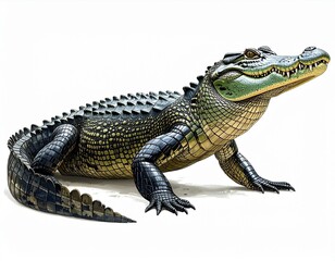 Obraz premium American Alligator Detailed illustration of a large alligator showcasing its textured skin powerful legs and sharp teeth