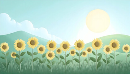 Obraz premium Sunflowers in a Green Field Under a Bright Summer Sun