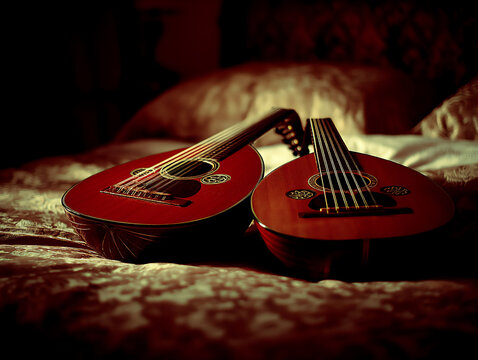 traditional qatari music instruments, such as the oud and rebab