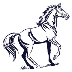 silhouette horse on white background 