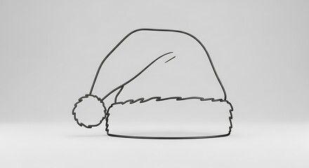 Outlined Festive Winter Holiday Hat Graphic on White Background